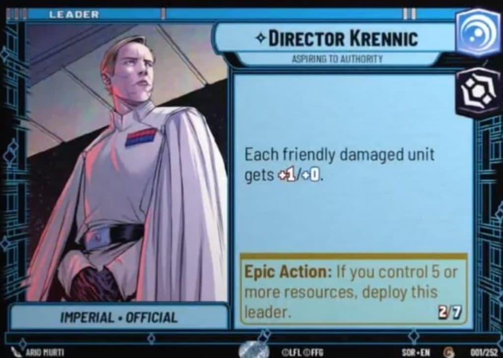 Star Wars Unlimited Director Krennic Leader card
