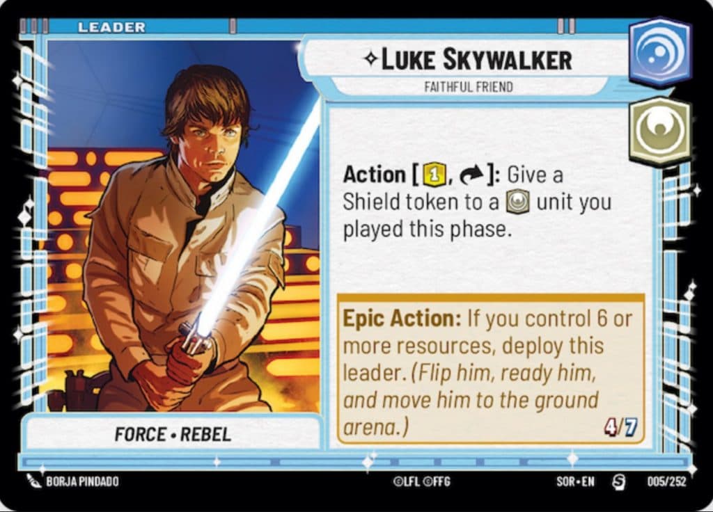 Star Wars Unlimited Luke Skywalker Leader card