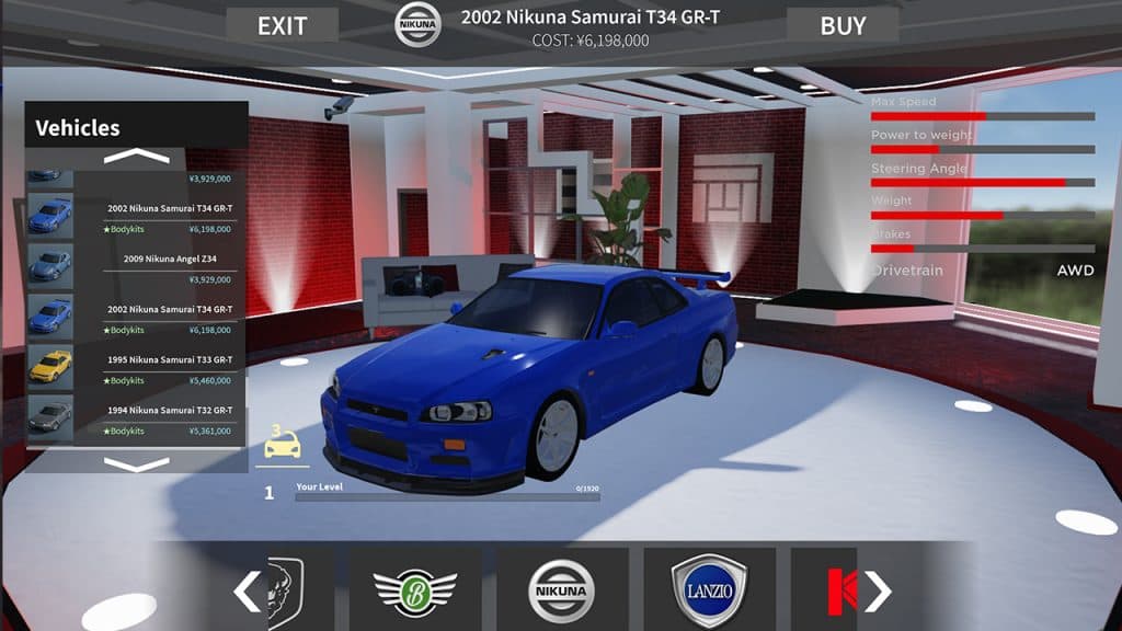 Blue car in Midnight Racing Tokyo shop