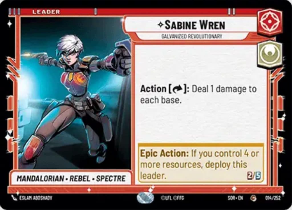 Star Wars Unlimited Sabine Leader card