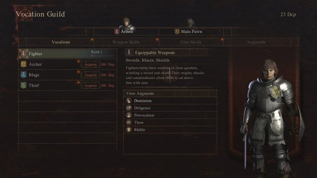 An image of the Vocation Guild screen in Dragon's Dogma 2.