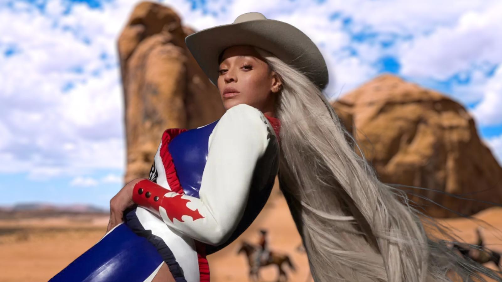 Beyoncé against a Western movie background