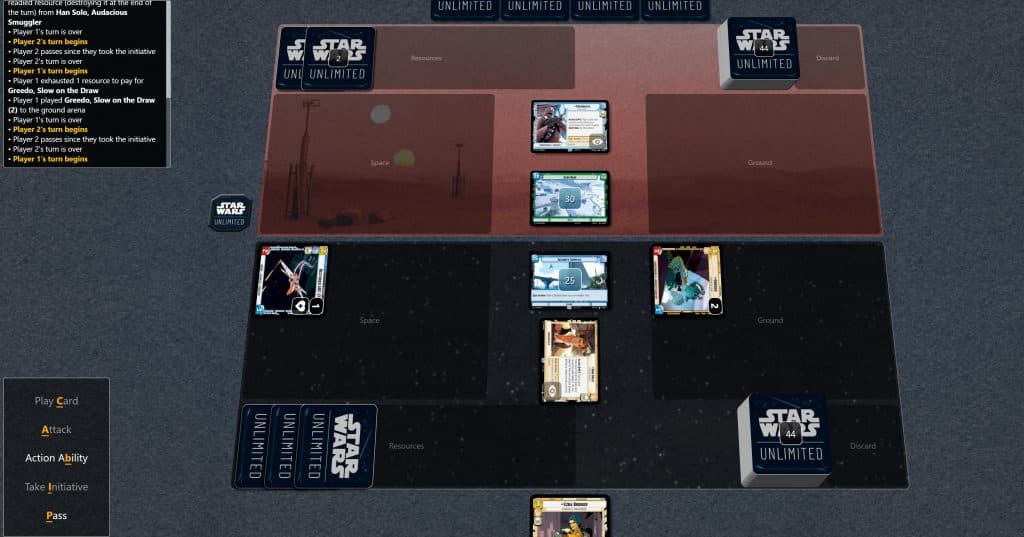 Star Wars Unlimited played online through Force Table.