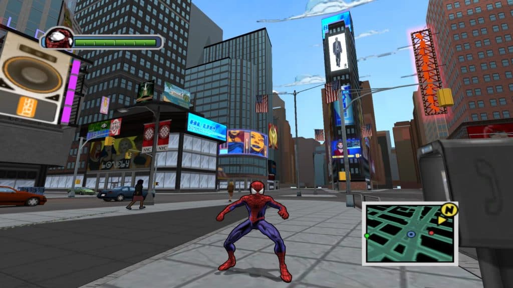 A screenshot from the game Ultimate Spider-Man