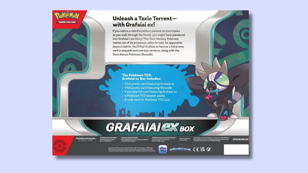 Grafaiai ex Pokemon Box back of product photo.