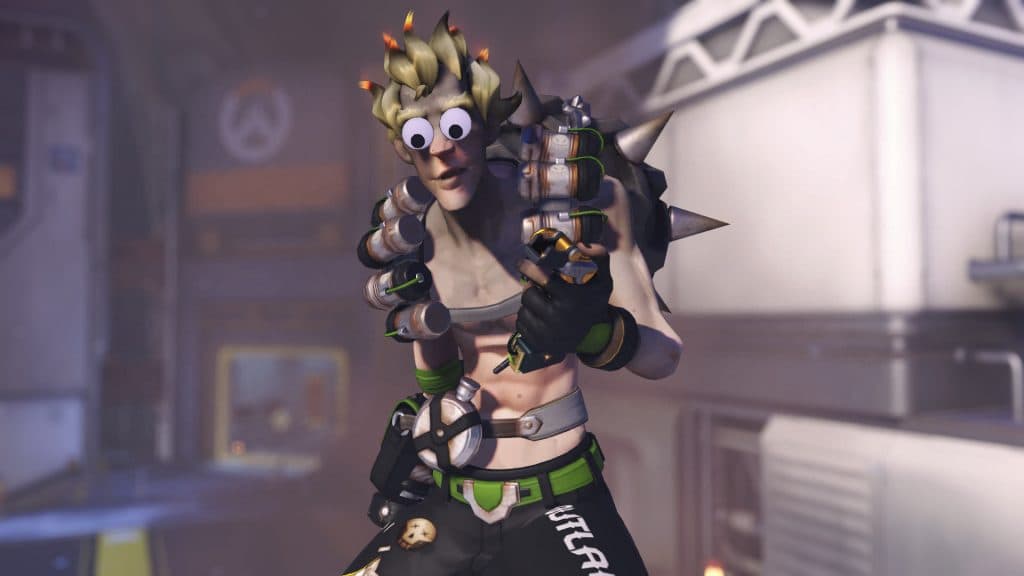 Overwatch 2's Junkrat with April Fools Googly Eyes