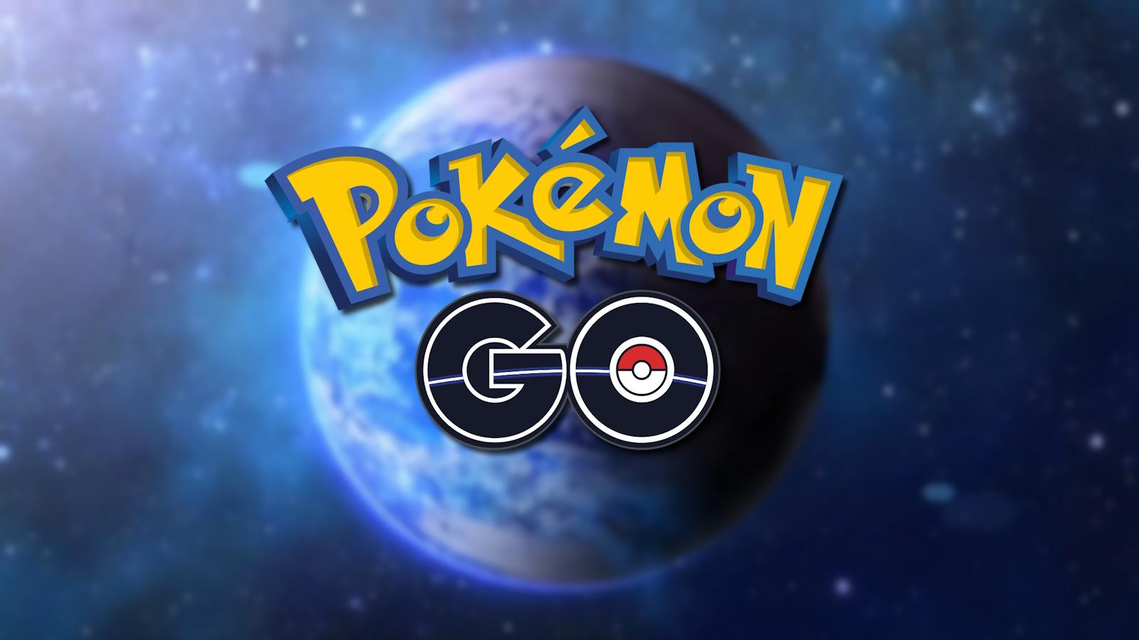 Pokemon Go logo in front of globe.