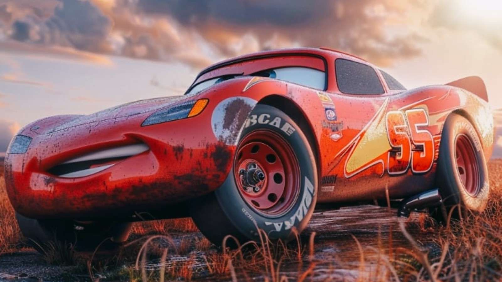 Lightning McQueen on the fake poster for the live-action Cars remake