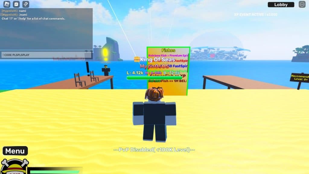Using codes in A Piece Roblox