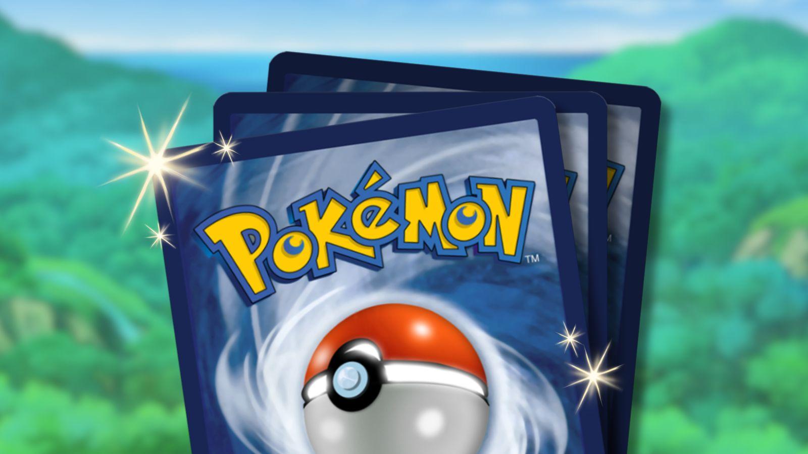 Pokemon cards with anime background.