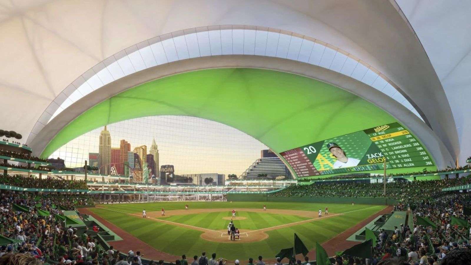 A rendering of the Oakland Athletics' new home venue being constructed in Las Vegas.