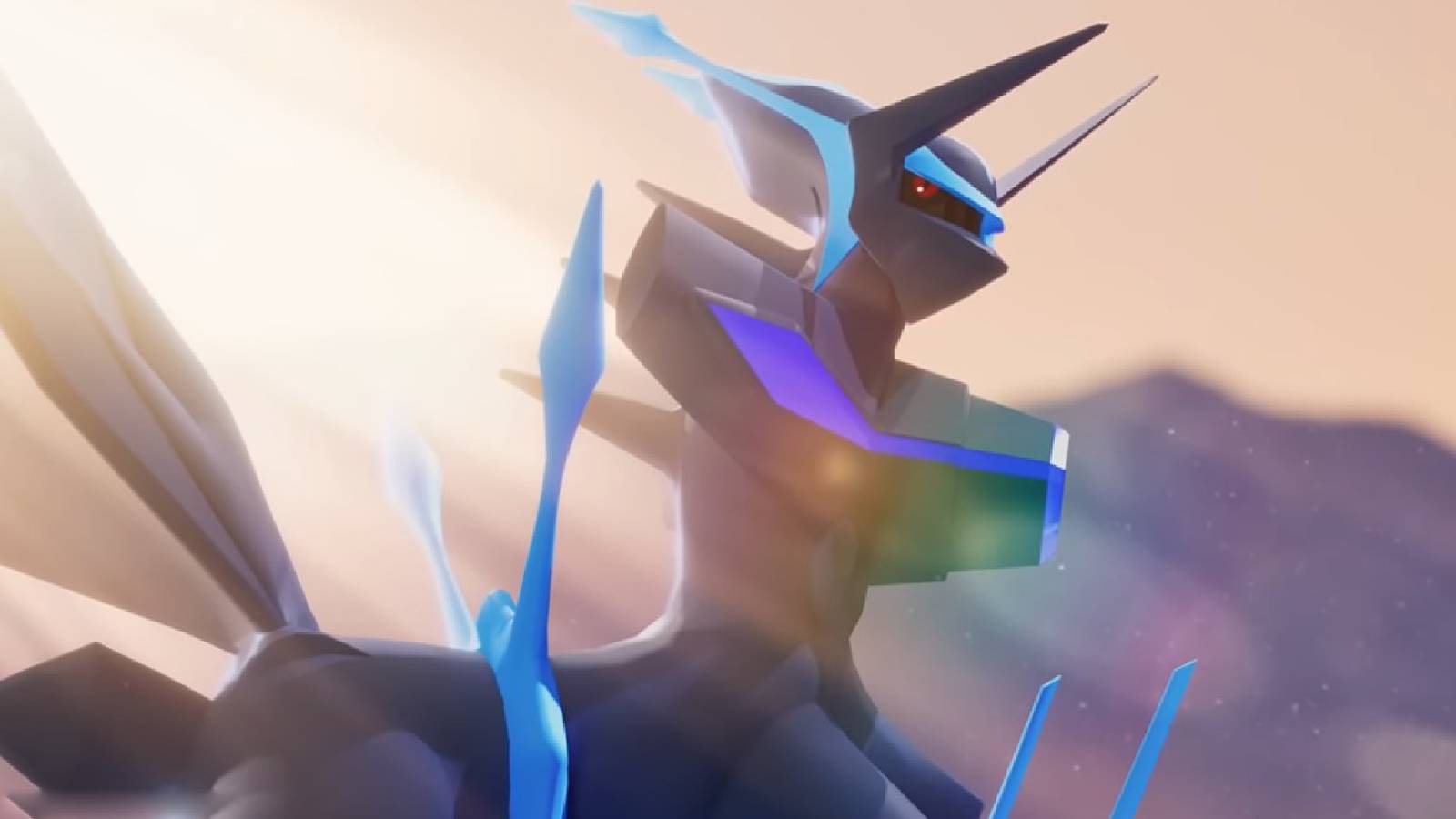 The Pokemon Origin Forme Dialga is visible in a close up shot
