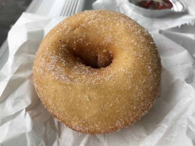A cinnamon donut