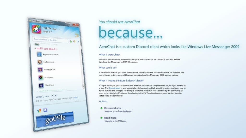 Aerochat website front page