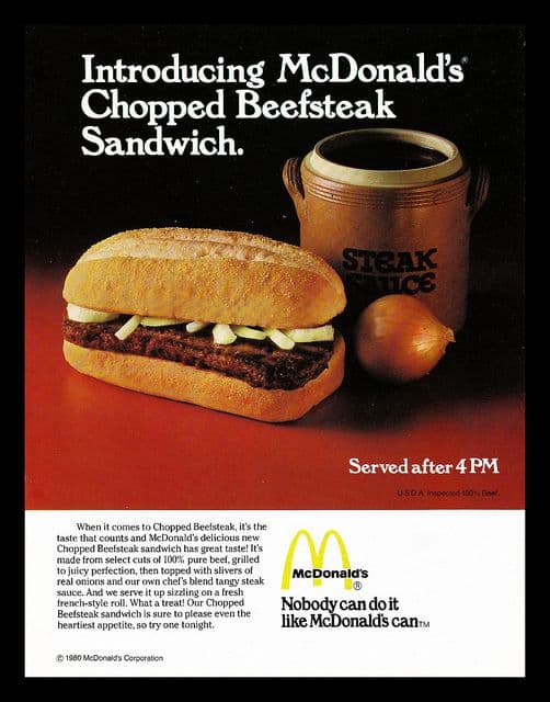 The McDonald's beefsteak sandwich