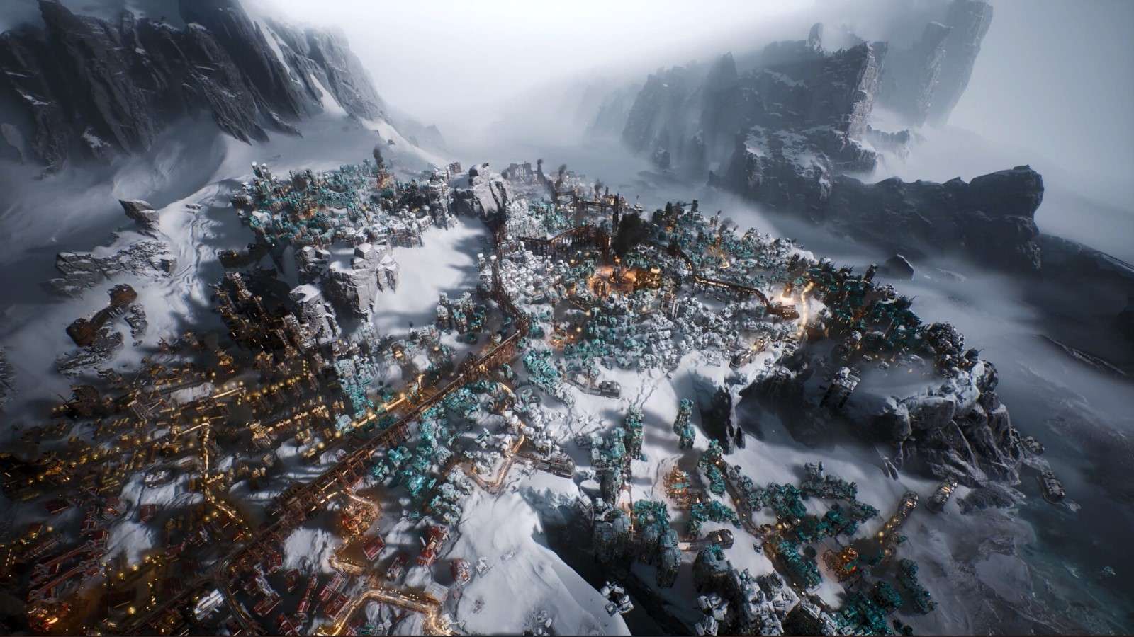 A settlement in Frostpunk 2