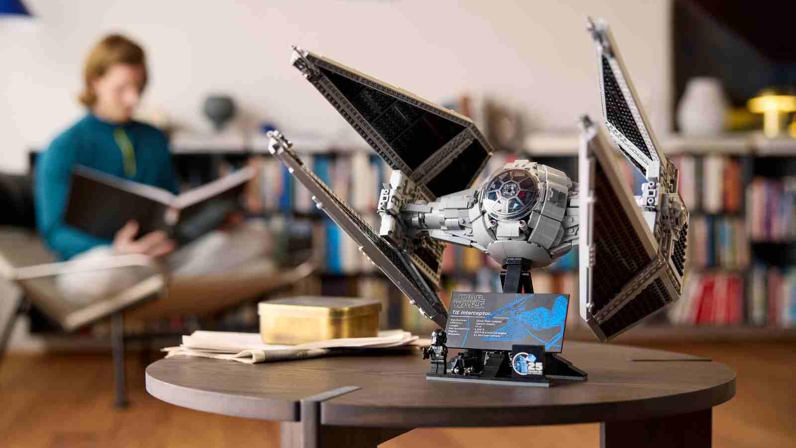 The LEGO Star Wars TIE Interceptor on display
