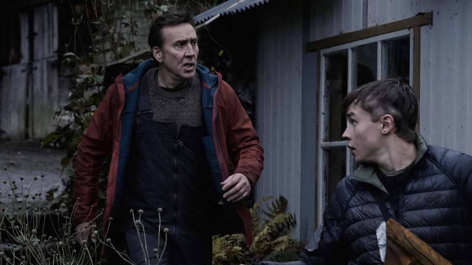 Nicolas Cage and Maxwell Jenkins in Arcadian.