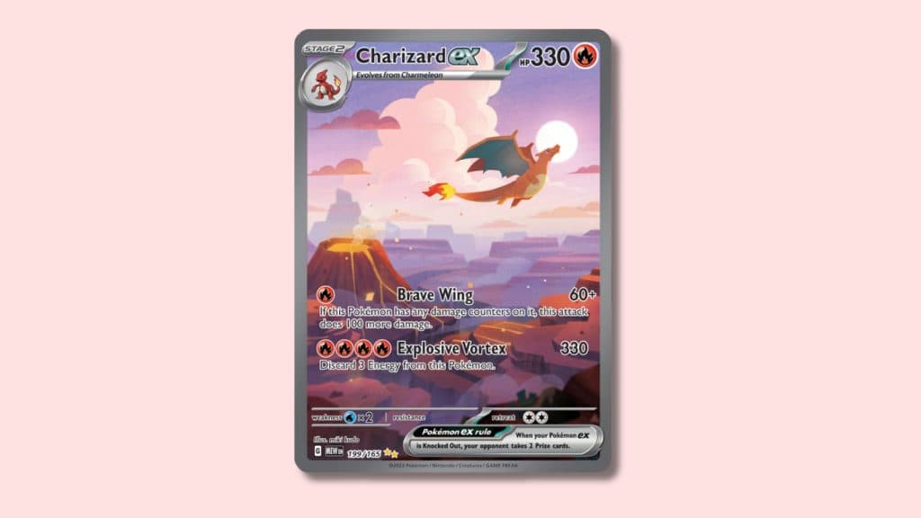 Charizard ex (199/165) Pokemon card.