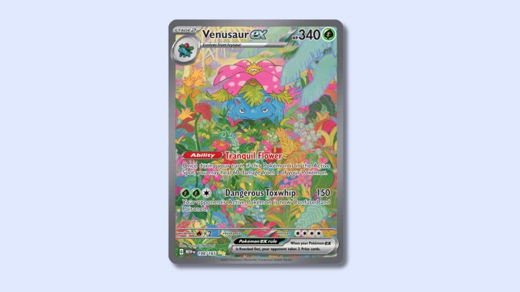 Venusaur ex (198/165) Pokemon card.