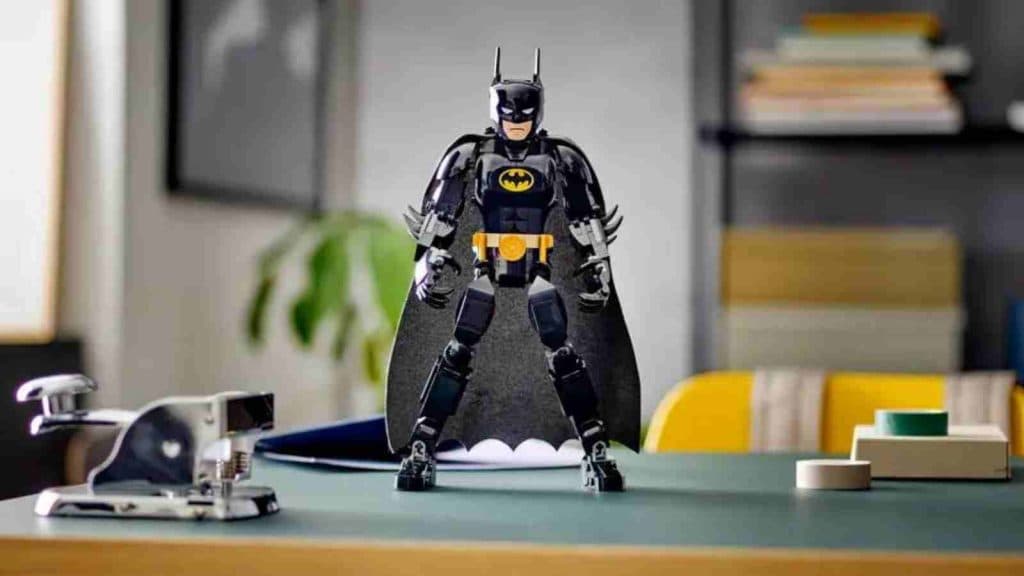 The LEGO Batman Batman Construction Figure on display