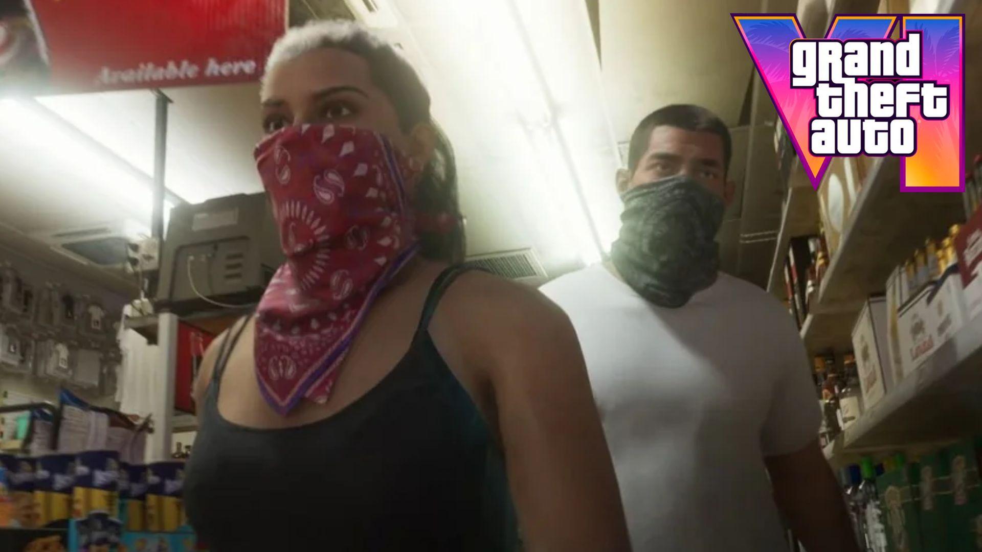 Jason and Lucia in GTA 6 walking through store