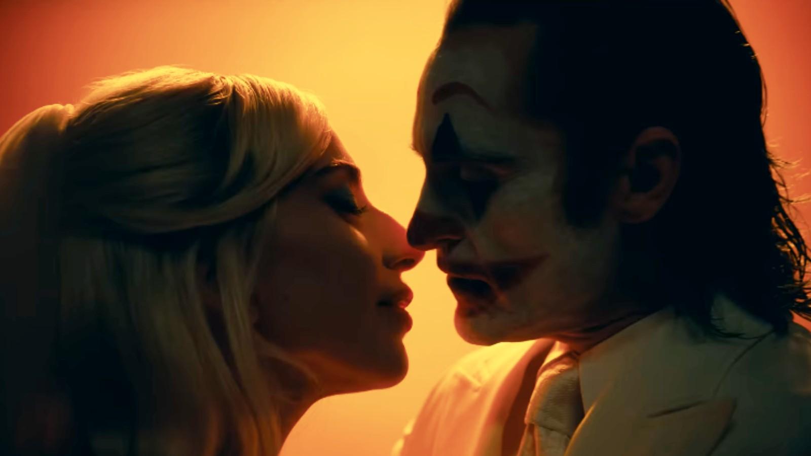 Harley Quinn and Joker about to kiss