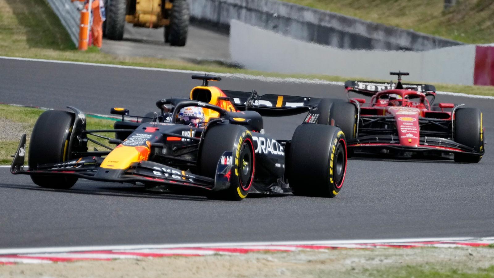 Max Verstappen leads Charles Leclerc at the Japanese Grand Prix