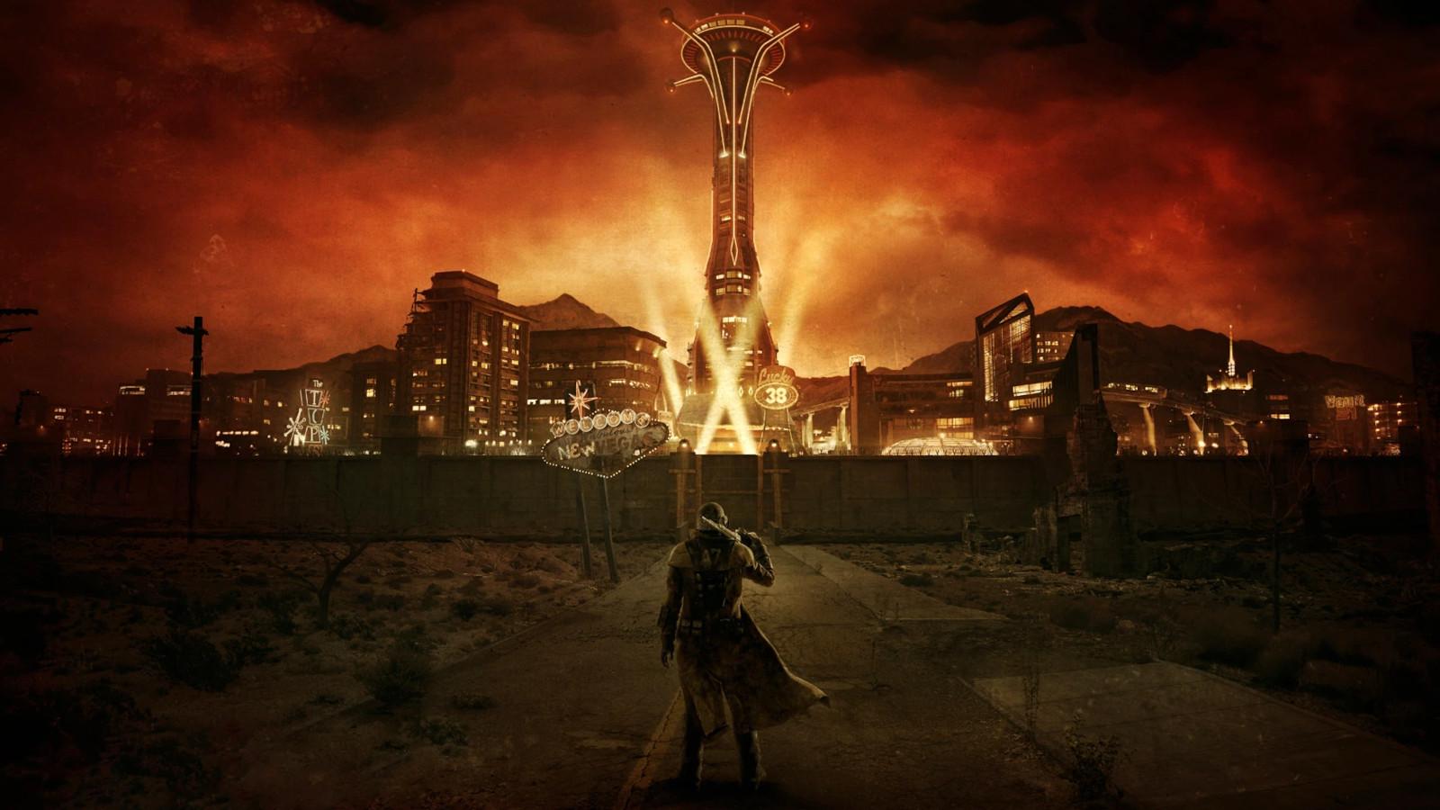 An NCR ranger stands outside the city of New Vegas