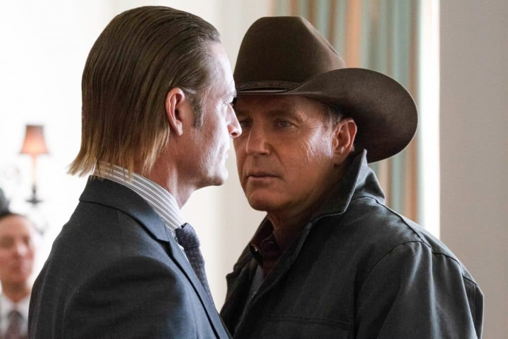 Josh Holloway and Kevin Costner as Roarke Morris and John Dutton in Yellowstone