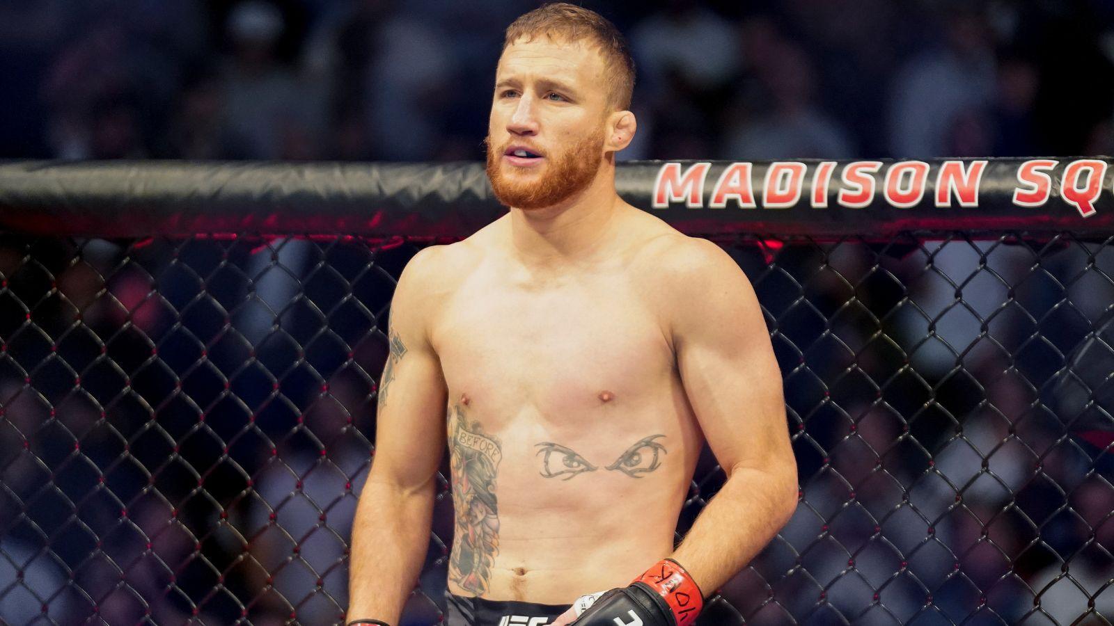 Justin Gaethje in the Octagon.