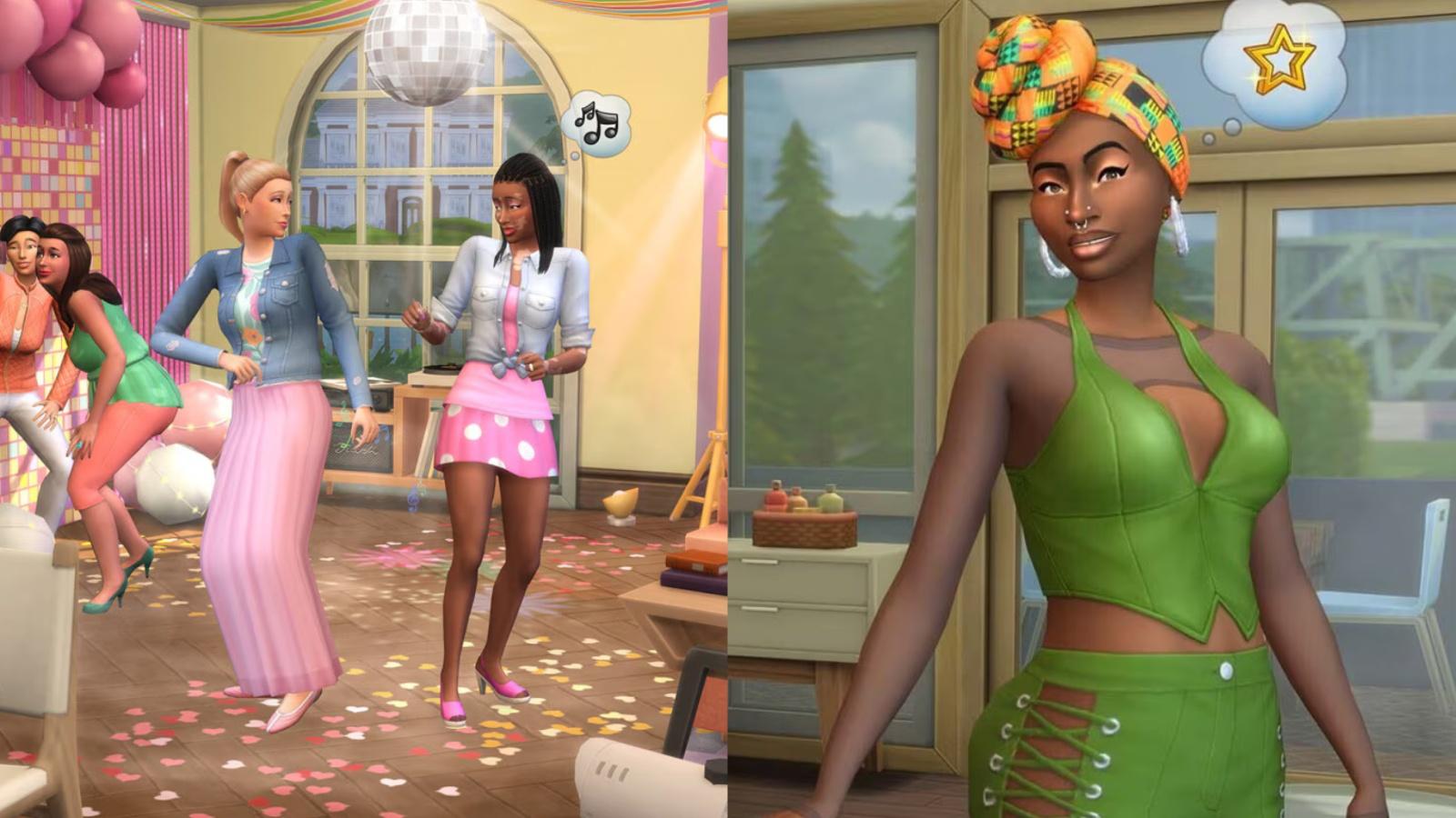 A screenshot featuring The Sims 4 Party Essentials & Urban Homage Kits.