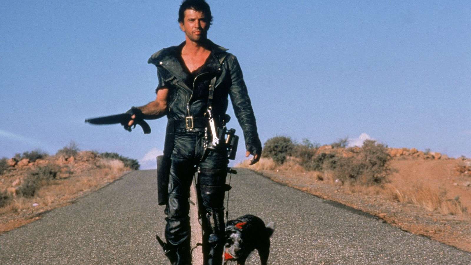 Max and his dog in the wasteland of The Road Warrior.