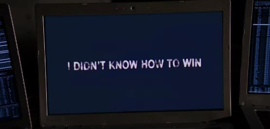 The Machine displays text: 'I didn't know how to win.'