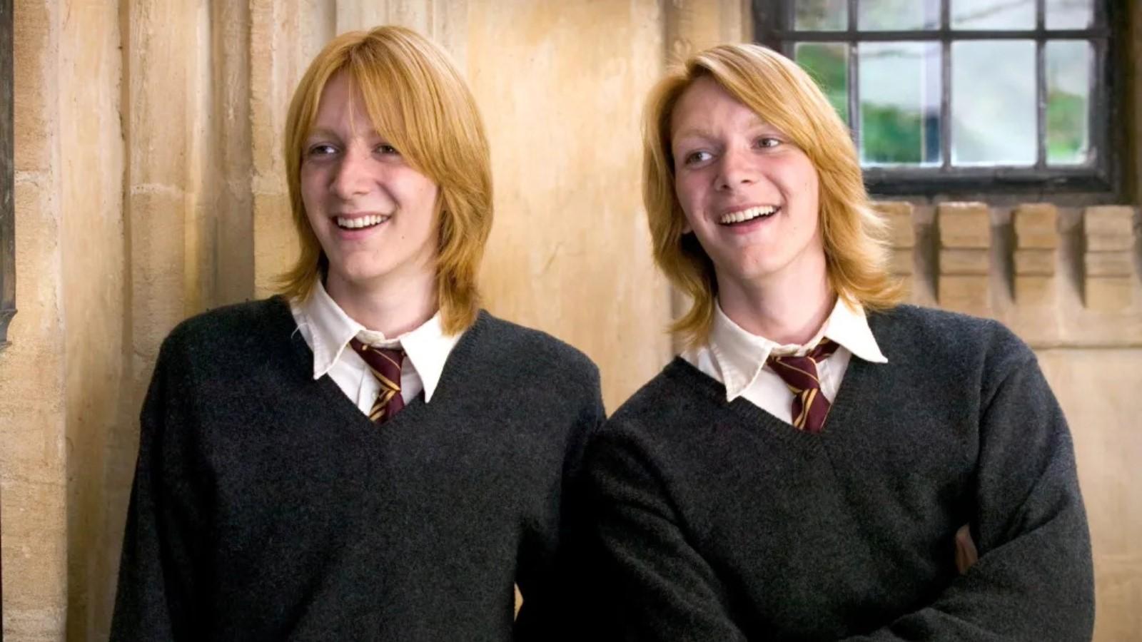 Oliver Phelps and James Phelps as Fred and George Weasley in Harry Potter