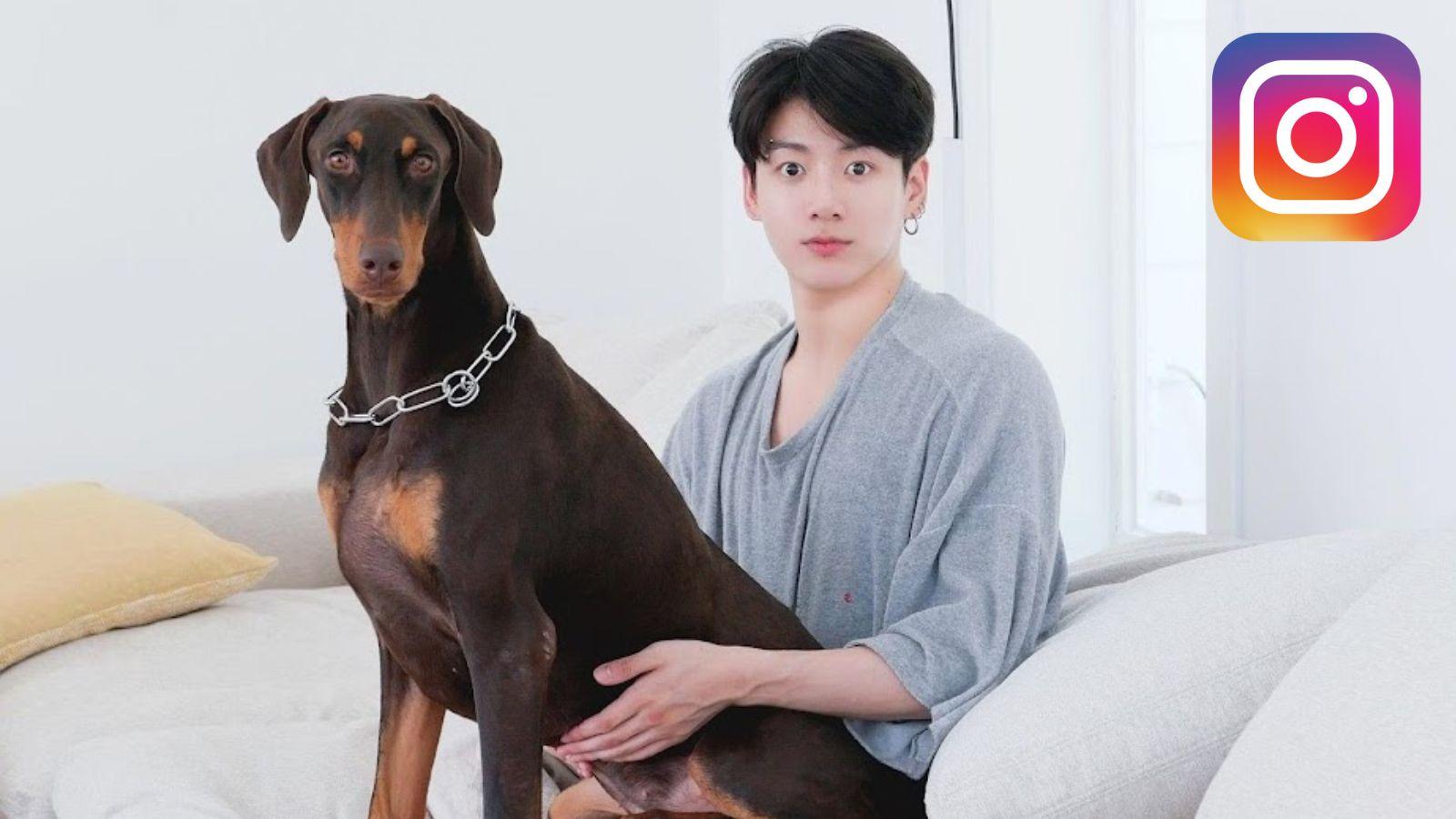 Jungkook and his dog Bam.