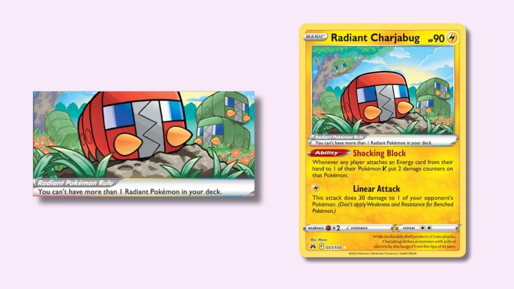 Radiant Charjabug Pokemon card.
