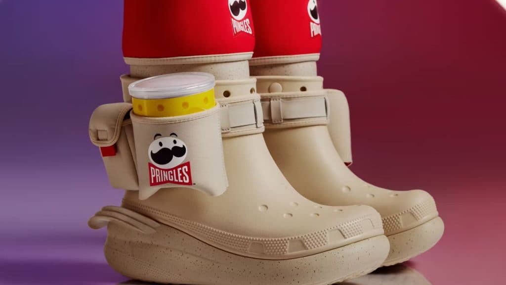 The crocs pringles boots with chip holders on the sides.