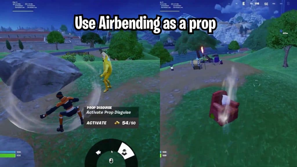 Using Airbending as a prop in Fortnite