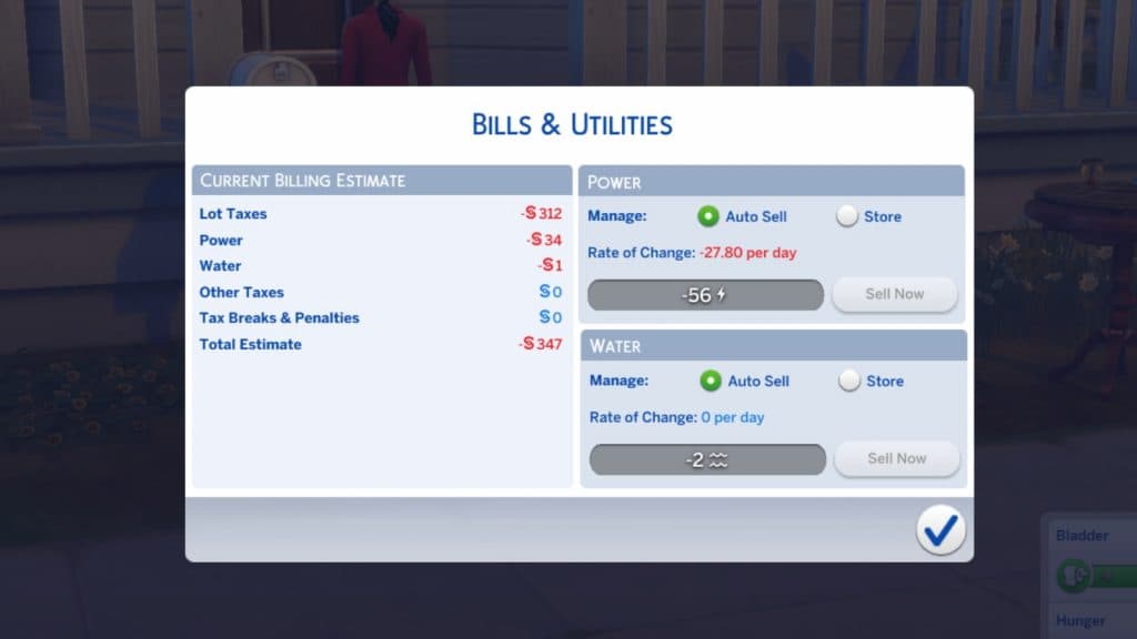 A screenshot featuring bills in The Sims 4.