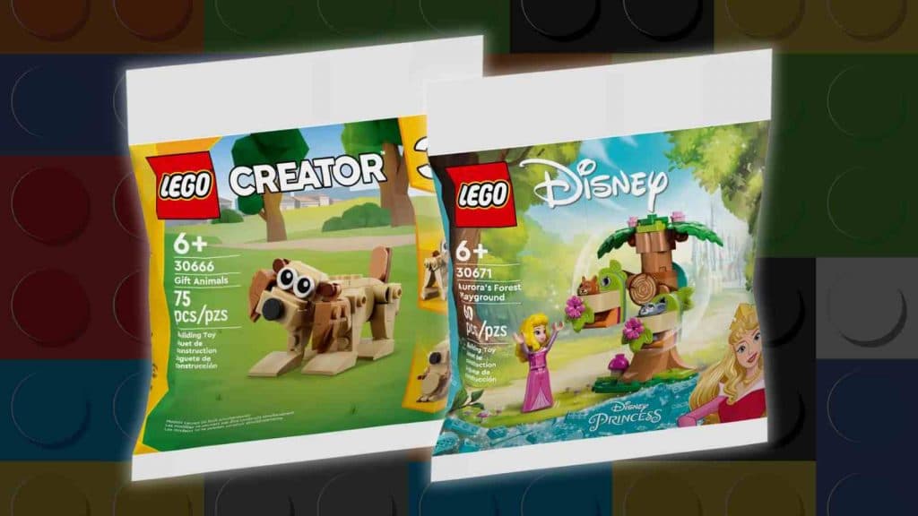 The LEGO Gift Animals & Aurora's Forest Playground on a LEGO background