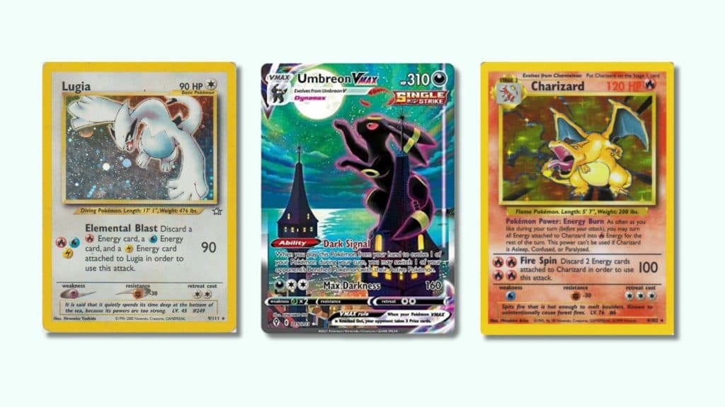 Examples of expensive Pokemon cards.