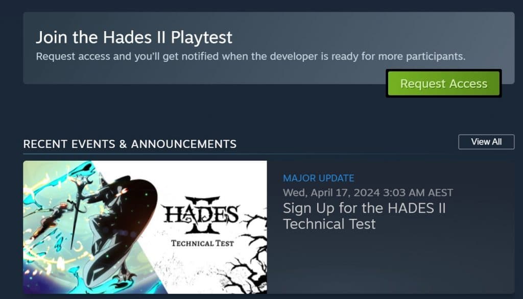 Hades 2 Steam page