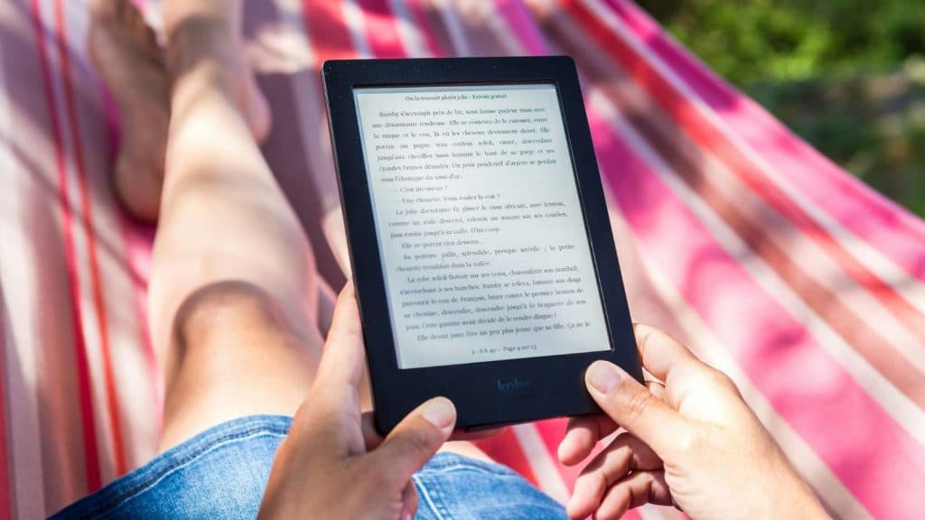 Person reading from a kindle