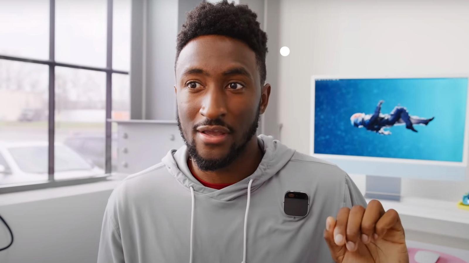 YouTuber Marques Brownlee with Humane AI Pin