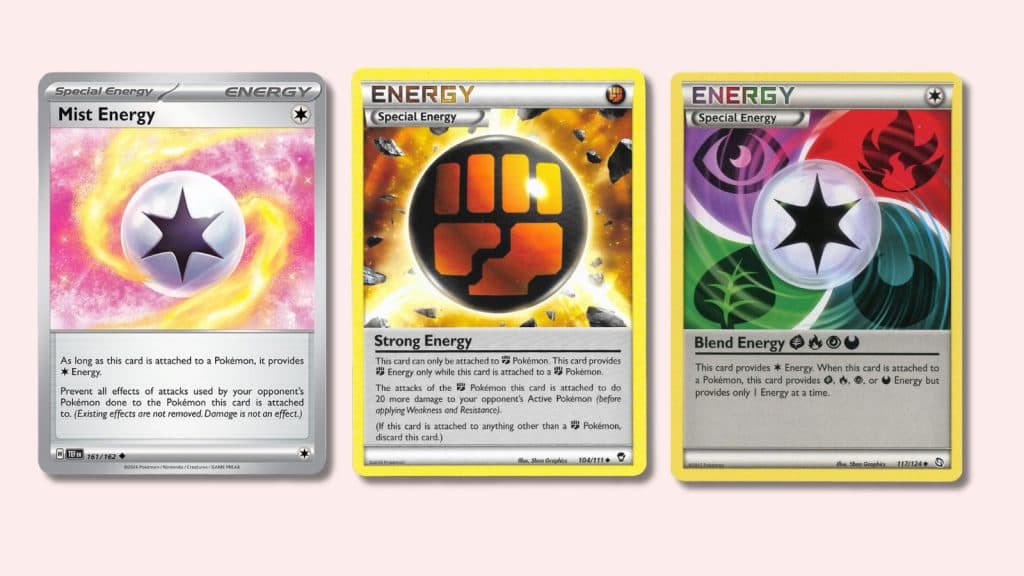 Examples of Special Energy Pokemon cards.