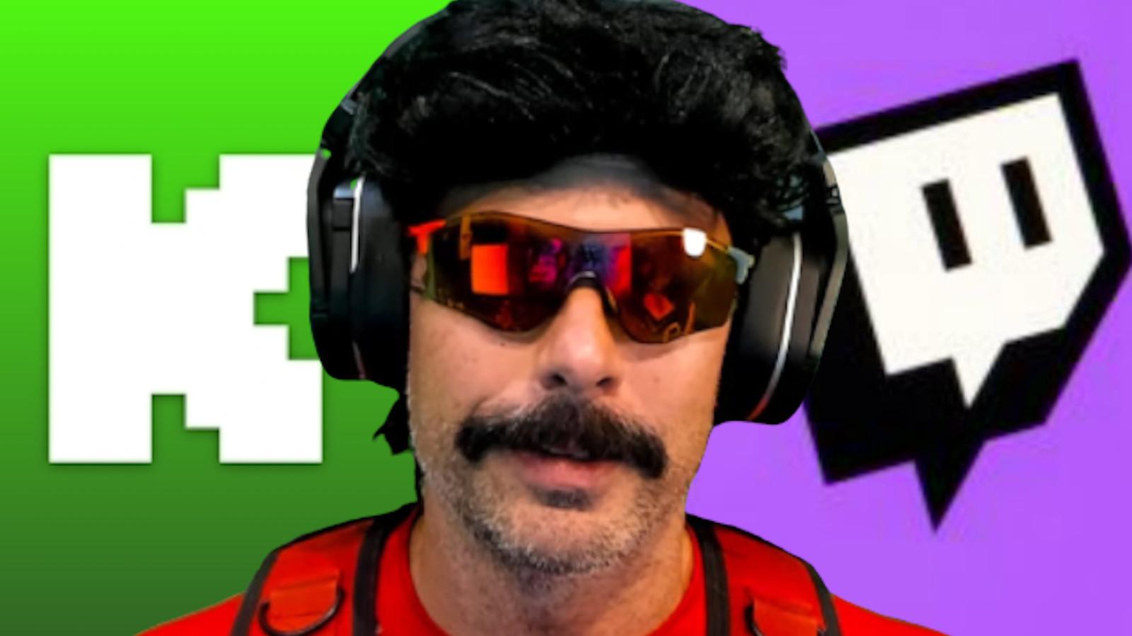 dr disrespect in front of kick and twitch logo