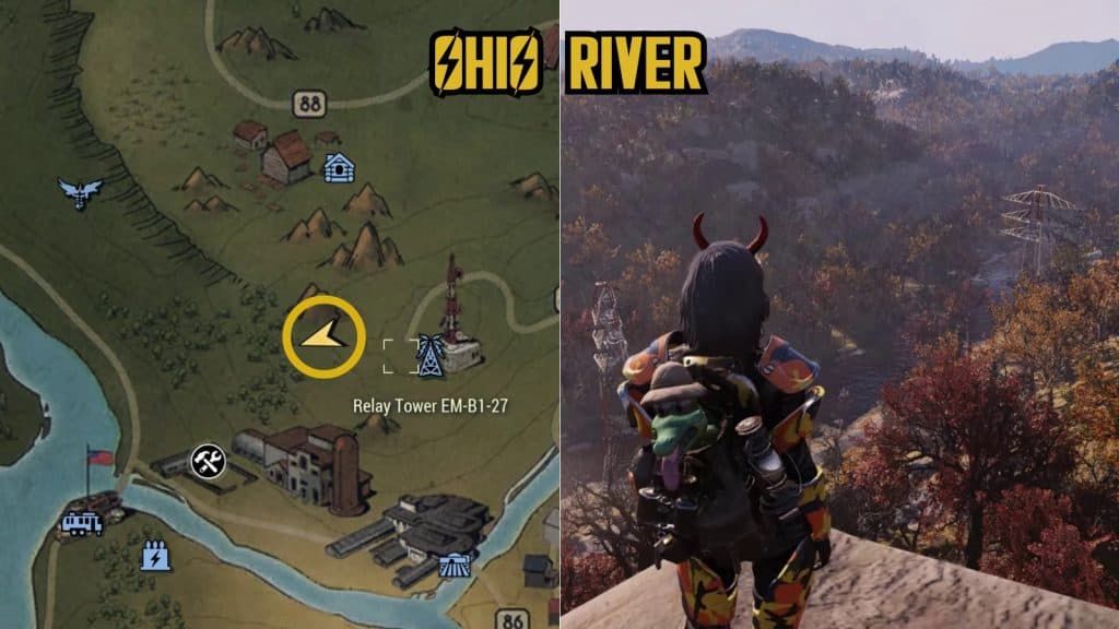 Ohio River spot on Fallout 76 map