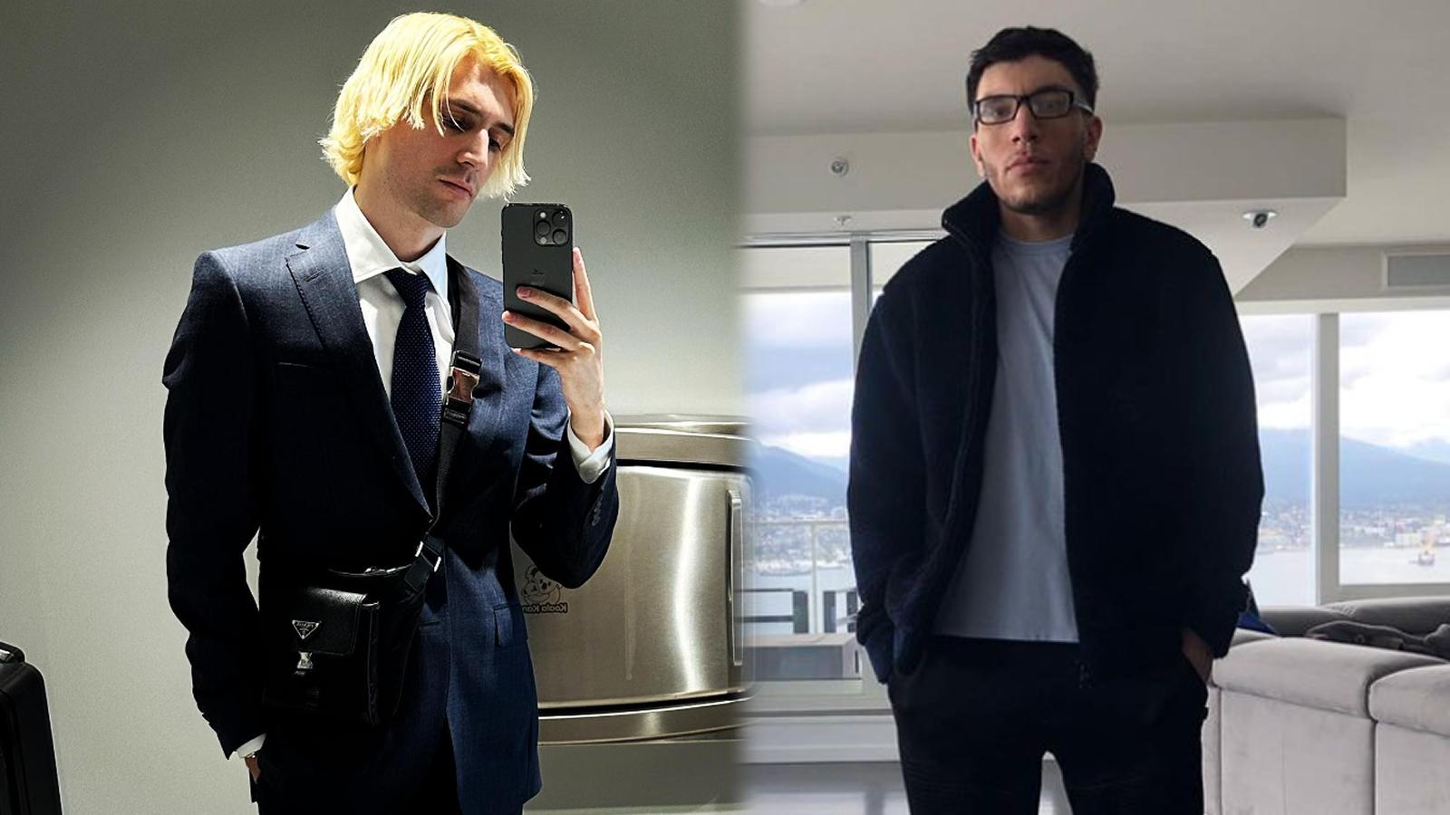 A selfie of xQc on the left, TrainwrecksTV on the right