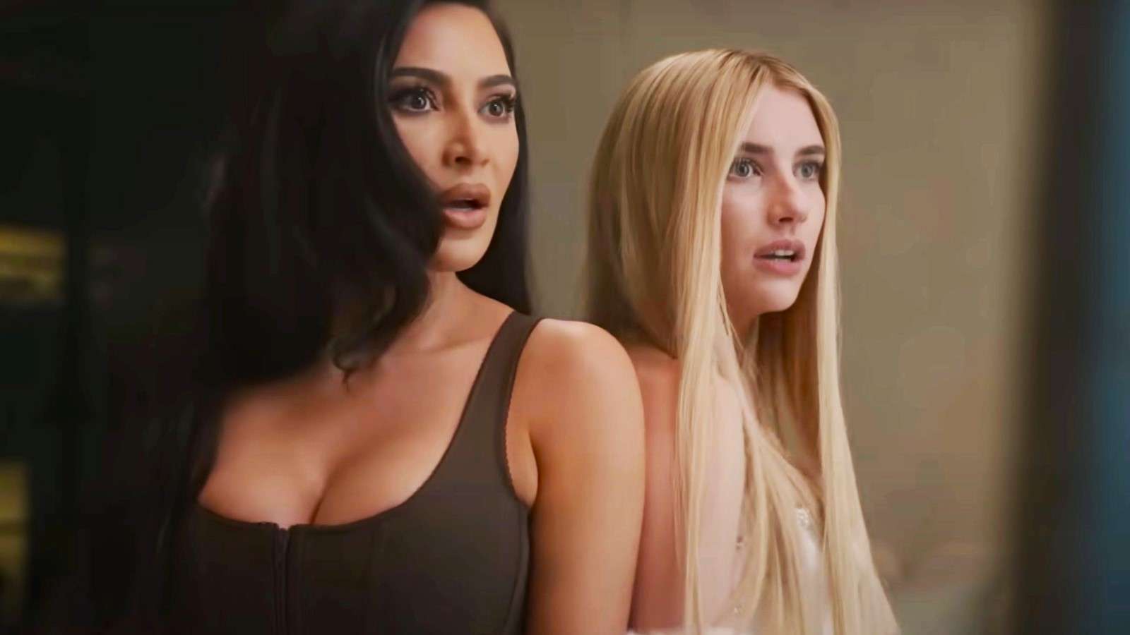 Kim Kardashian and Emma Roberts as Siobhan and Madison in American Horror Story: Delicate